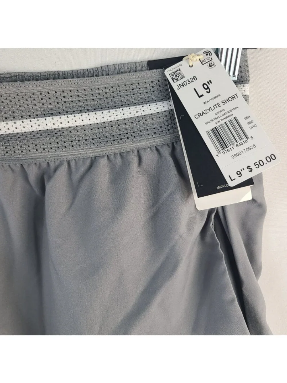 NEW Adidas Men's Crazy Light Basketball Shorts Loose Fit Gray 9" Inseam L - Picture 2 of 5